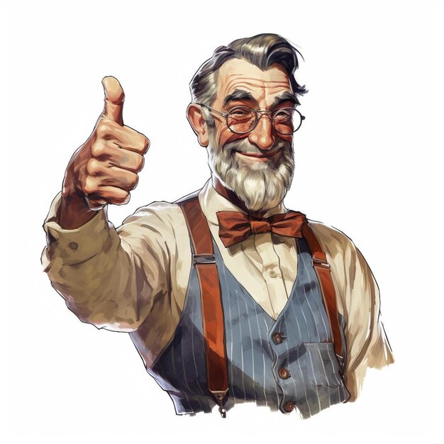 Photo a drawing of a man with a thumbs up.