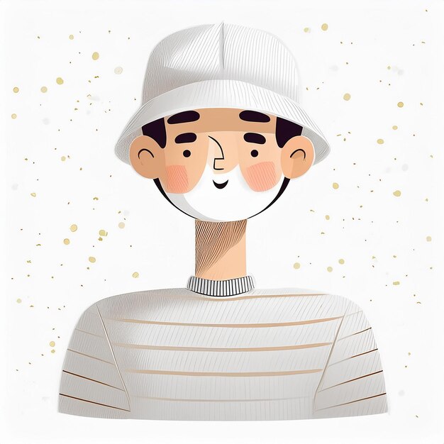 Foto un disegno di un uomo con un cappello bianco e un berretto bianco