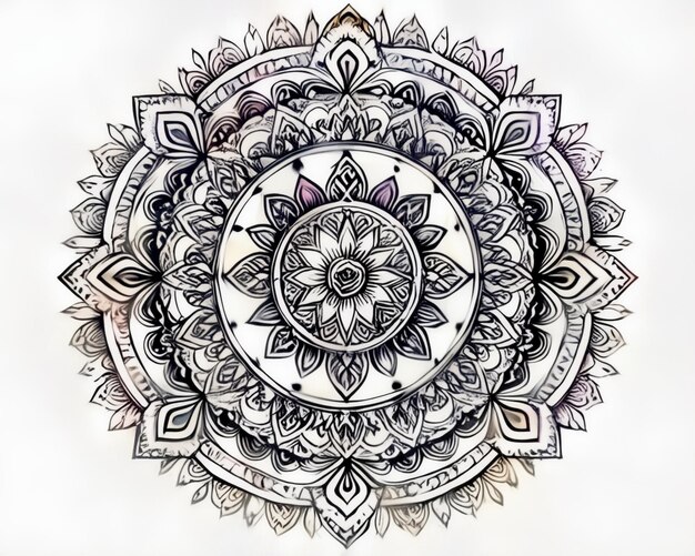 Photo a drawing of a mandala that has the word  the word  on it