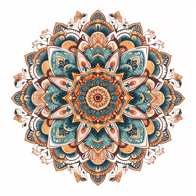 A drawing of a mandala with a flower pattern.