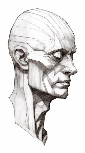 Рисунок мужской головы с рисунком его лица