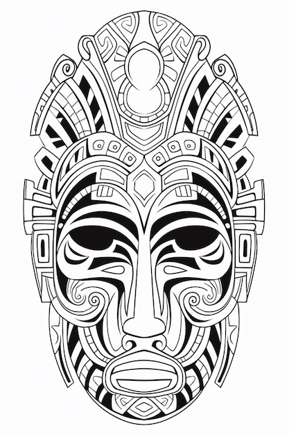 a drawing of a mask with a face made of geometric designs generative ai