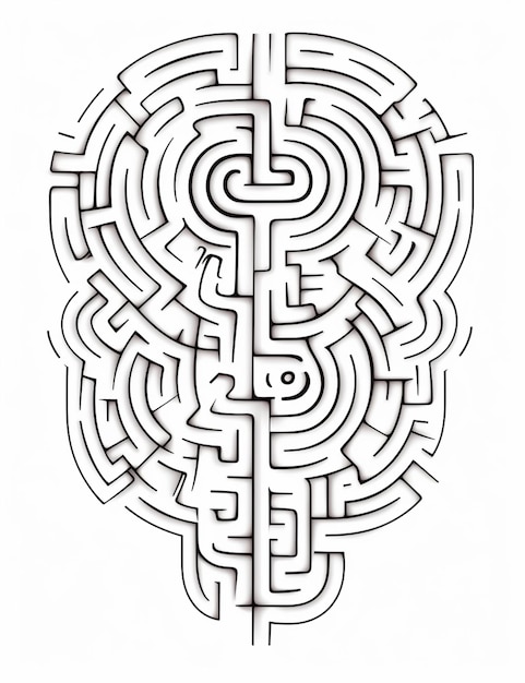 Photo a drawing of a maze with a key in the middle generative ai