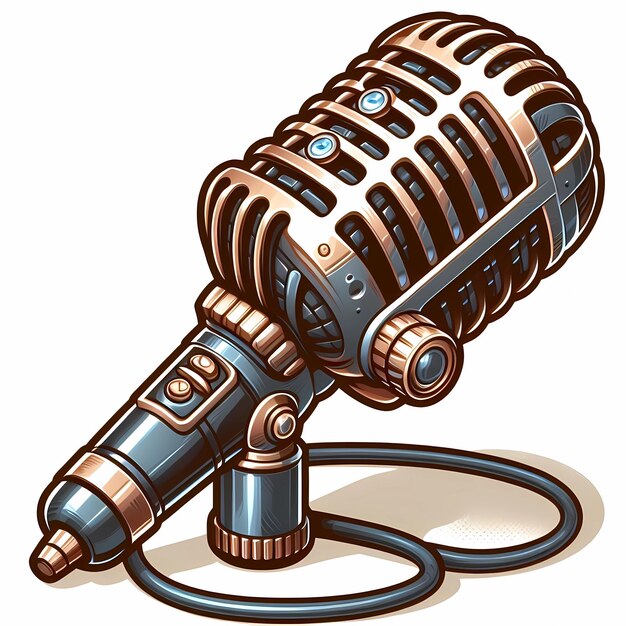 Photo a drawing of a microphone with a black cord that says quot the word quot on it