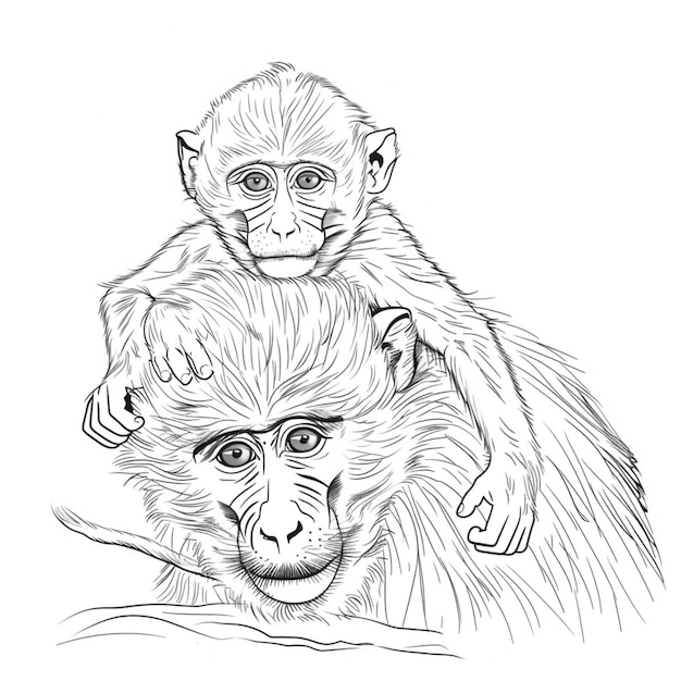 a drawing of a monkey sitting on top of a monkey generative ai