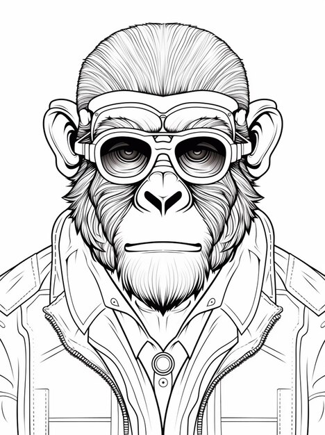 Photo a drawing of a monkey wearing glasses and a jacket generative ai