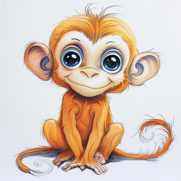 a drawing of a monkey with a spiral on it