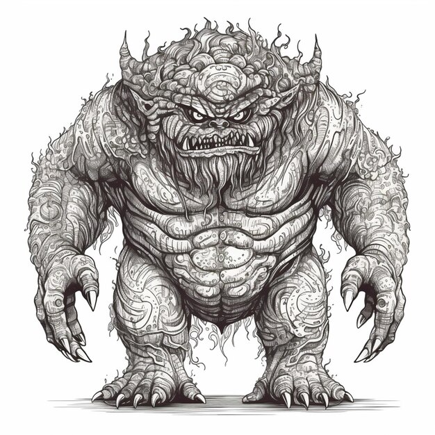 Premium AI Image a drawing of a monster with a large body and large