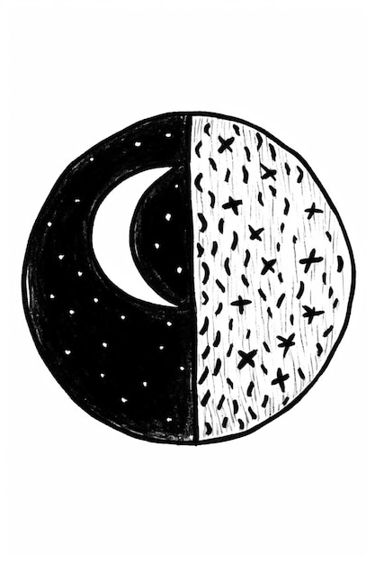 A drawing of a moon and stars.