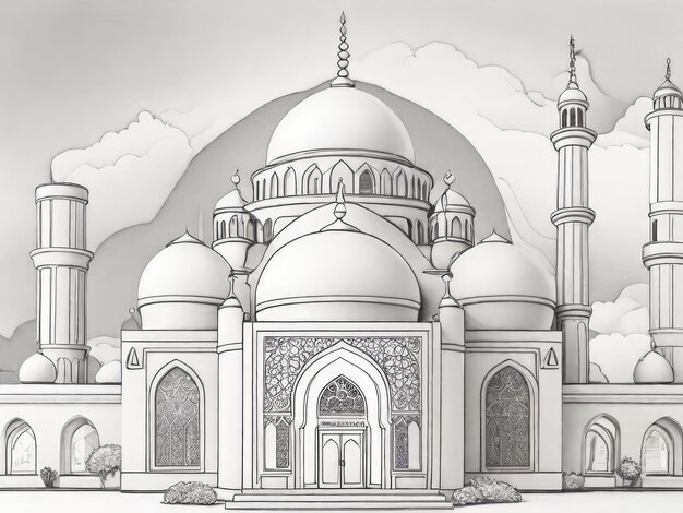 Photo drawing of a mosque