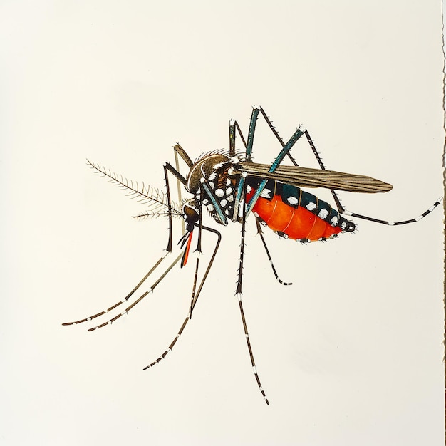 a drawing of a mosquito with a picture of a fly on it