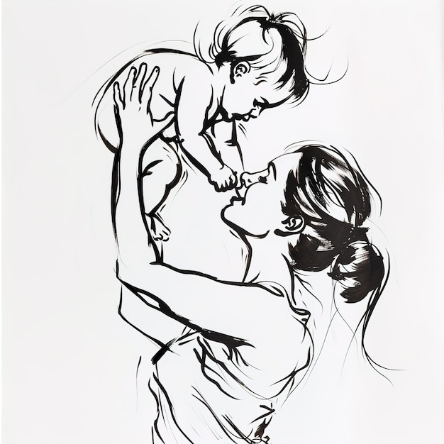 a drawing of a mother and child with the word  mother  on it