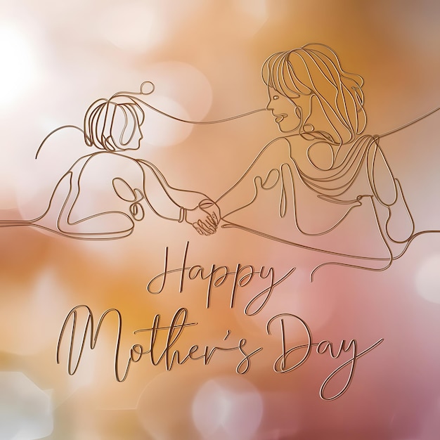 рисунок матери и дочери, держащихся за руки