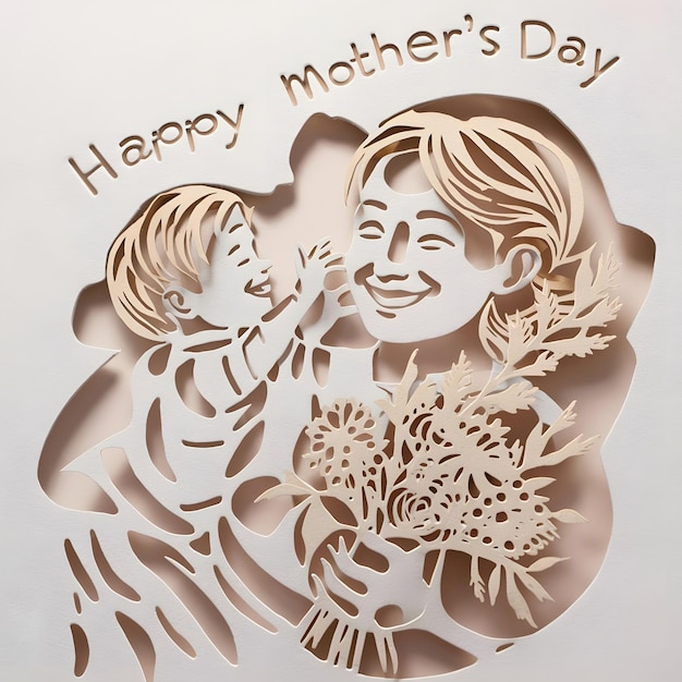 a drawing of a mother and her child with a flower in the middle