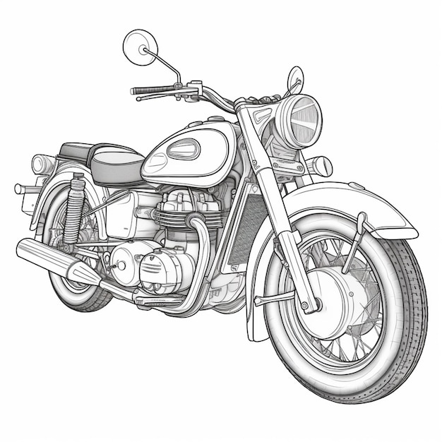 a drawing of a motorcycle is shown in a black and white photo generative ai