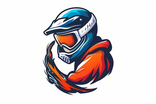 Photo a drawing of a motorcycle racer wearing a helmet