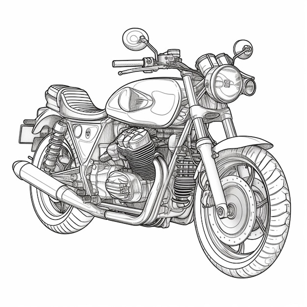 a drawing of a motorcycle with a helmet on the back generative ai