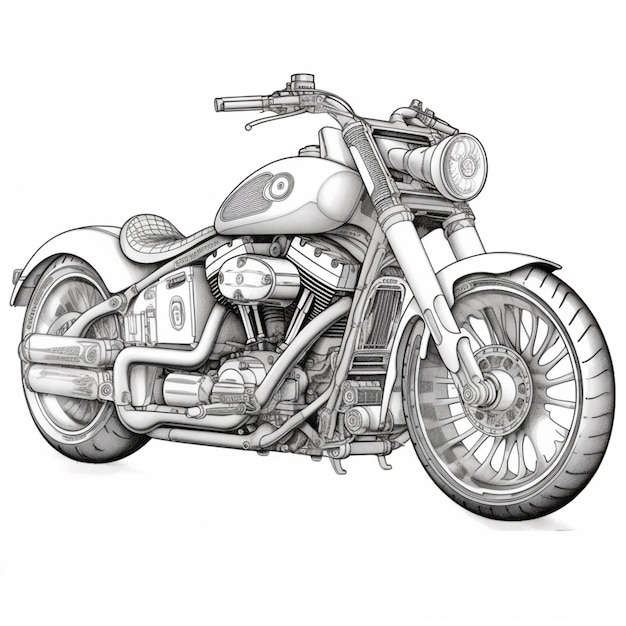 Photo a drawing of a motorcycle with a large exhaust pipe generative ai