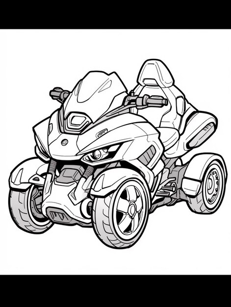 Foto un disegno di una motocicletta con una macchina laterale sul retro ai generativo