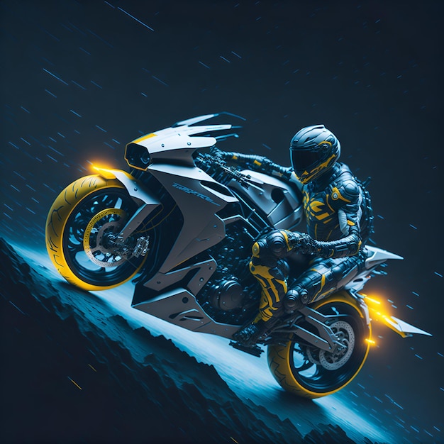 スピードという文字が描かれたバイクの絵Generative Ai