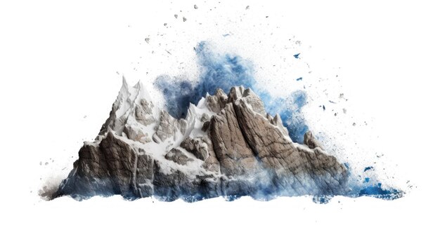 a drawing of a mountain with a blue and black ink on it