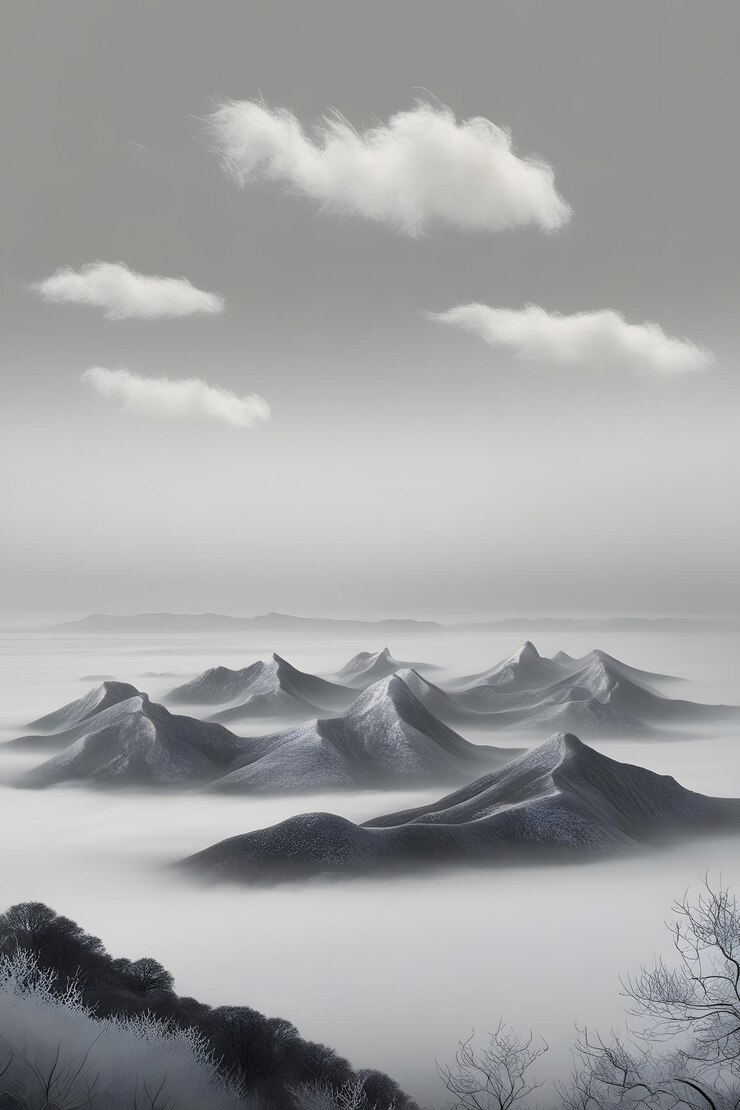 a drawing of mountains with the words mountains on the bottom