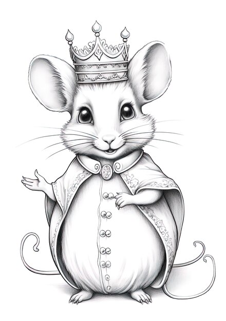 Photo a drawing of a mouse wearing a crown and a crown.