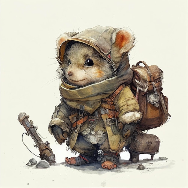 Drawing of a mouse with a backpack generative ai