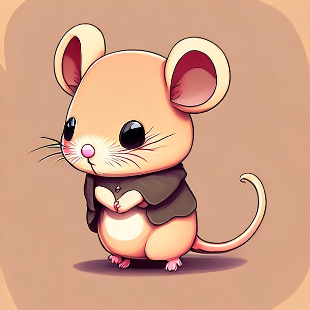 A drawing of a mouse with a brown shirt that says " mouse ".