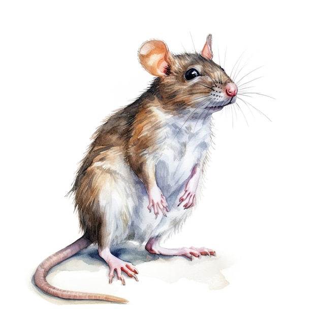 A drawing of a mouse with a yellow ear