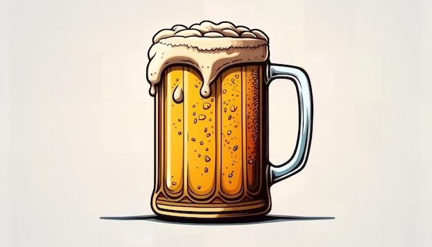 背景が白のビールのジョッキの絵