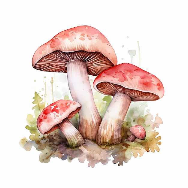 a drawing of a mushroom with a red cap.