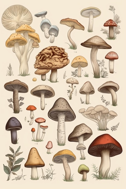 A drawing of mushrooms with the title'mushroom '