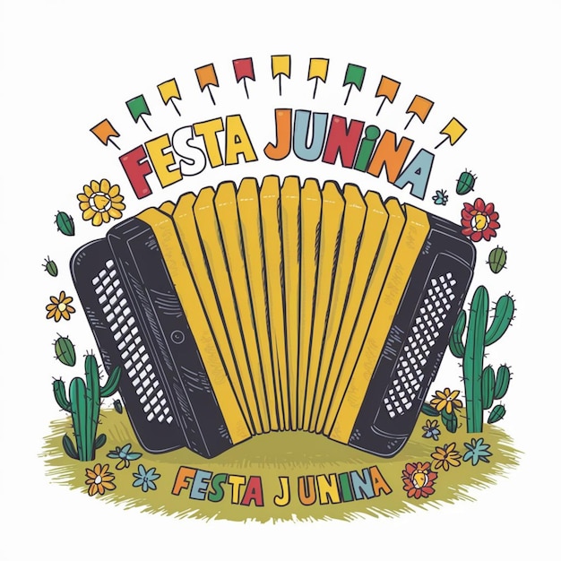 a drawing of a musical instrument with the word  festival  on it