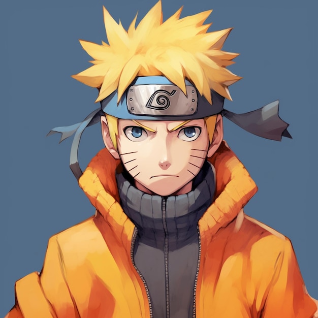 Photo a drawing of a naruto cartoon character wearing a blu