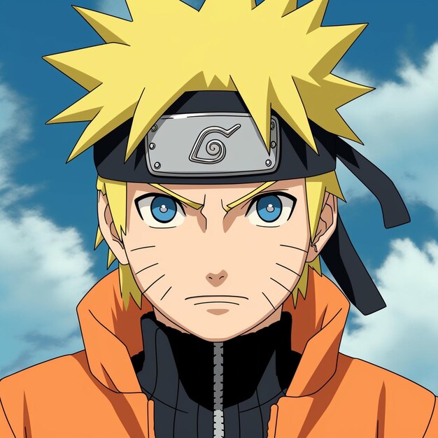 A drawing of a naruto cartoon character wearing a blu