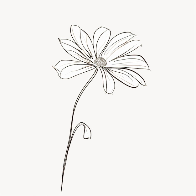 Фото Рисунок одного цветка со стеблем и стебля с цветком на нем генеративный ai