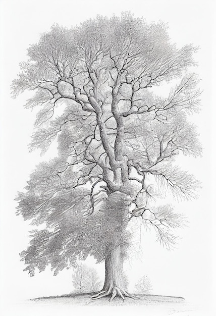 Фото Рисунок дерева без листьев и без листьев на нем генеративный ии