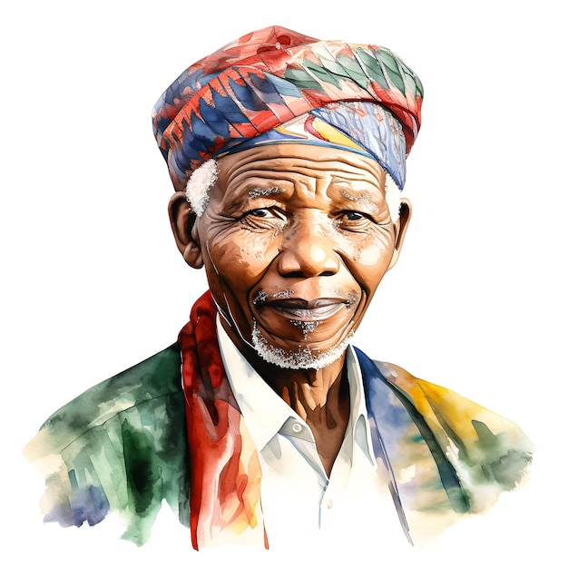 a drawing of an old man with a turban on his head