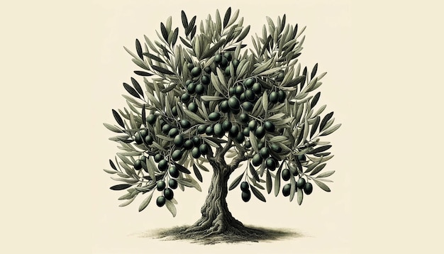 a drawing of an olive tree with a drawing of a olive tree