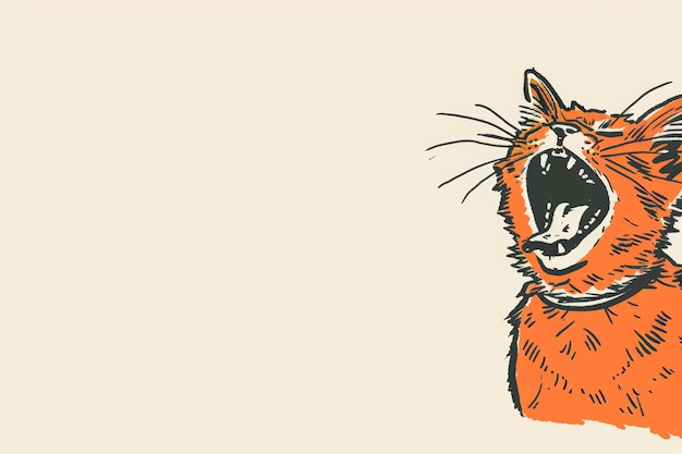 Photo a drawing of an orange cat with its mouth open