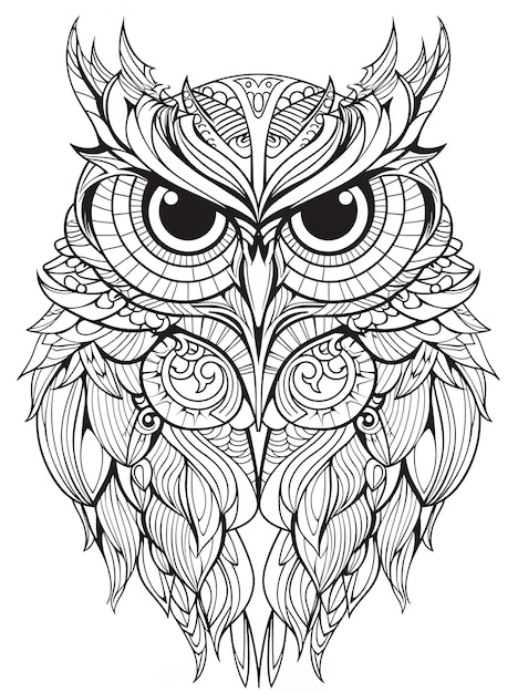 Foto a drawing of an owl with a design that says owl