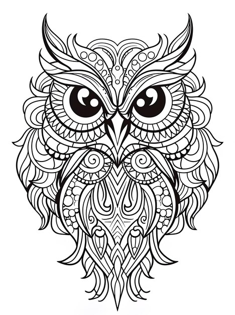 Photo a drawing of an owl with a pattern on it