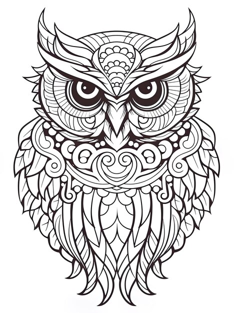 Photo a drawing of an owl with a pattern on it