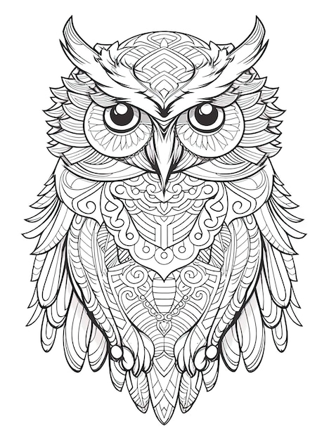 Photo a drawing of an owl with a pattern of the words owl