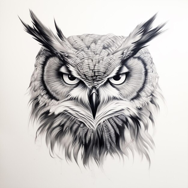 drawing of an owl with a very large head and big eyes generative ai