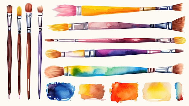 a drawing of a paint brush with different colors.