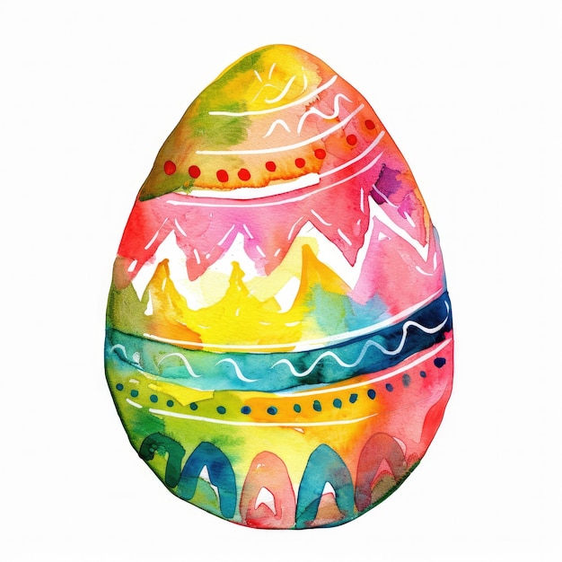 Foto un disegno di un uovo di pasqua dipinto con un disegno colorato