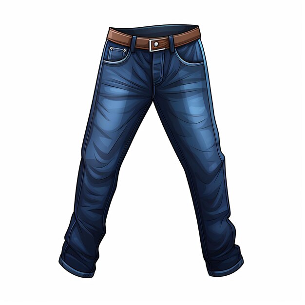 a drawing of a pair of jeans with a brown belt