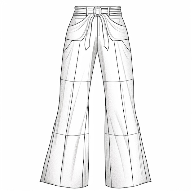 A drawing of a pair of pants with a tie on the side generative ai